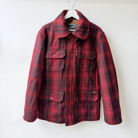 Woolrich Classic Mackinaw Hunt wool Coat Red Black Plaid Men’s Size M - Picture 2 of 13